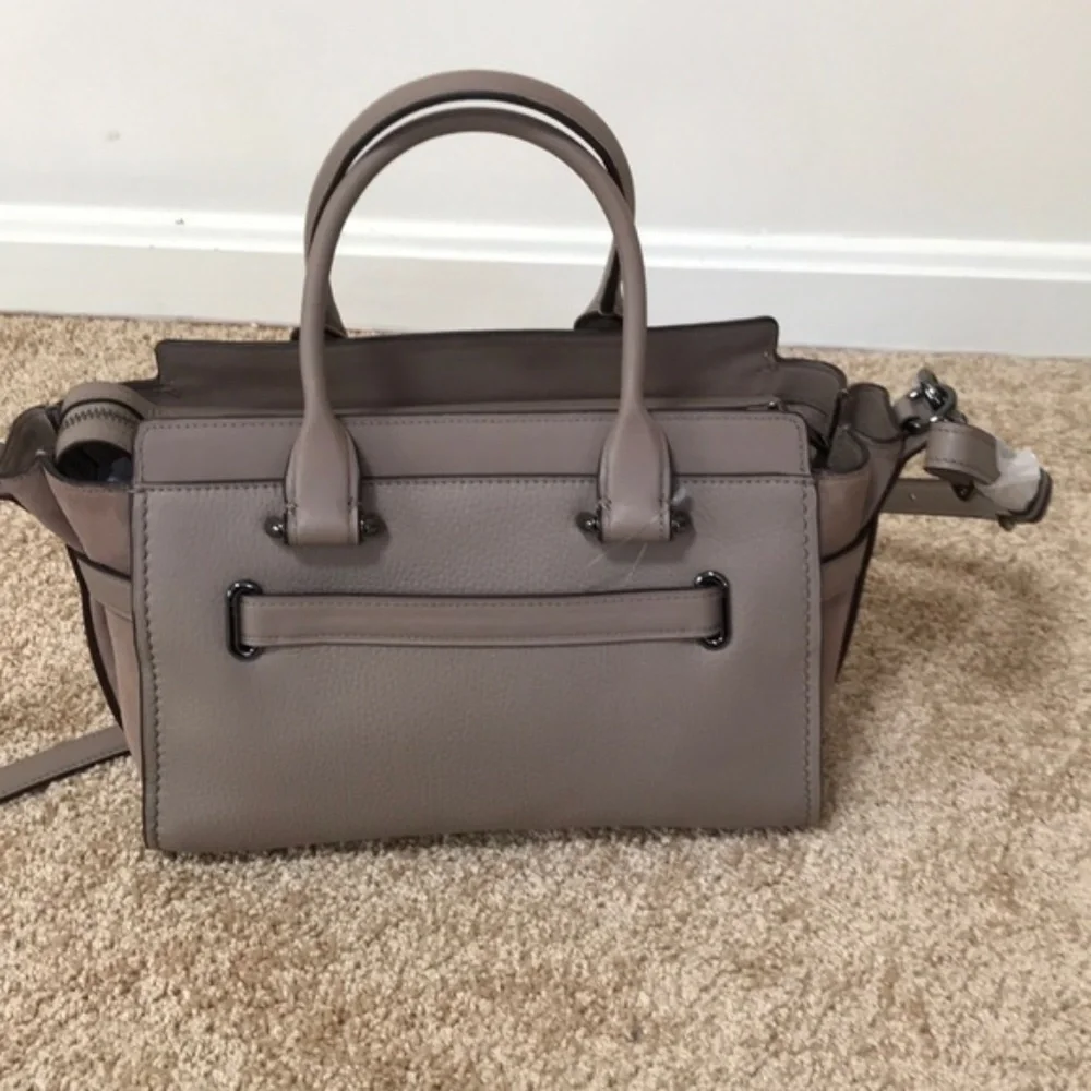 NWT! COACH Tan leather with suede small satchel